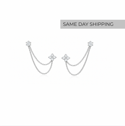 Clover Chain Stud Earrings