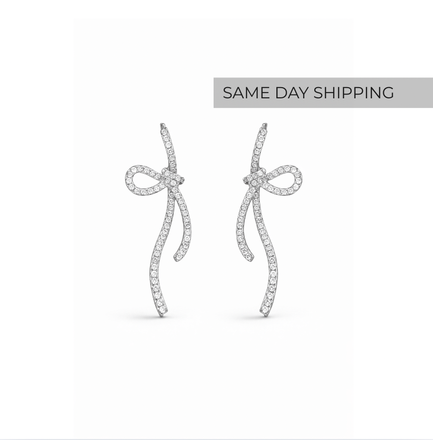 Pavé Bow Drop Earrings