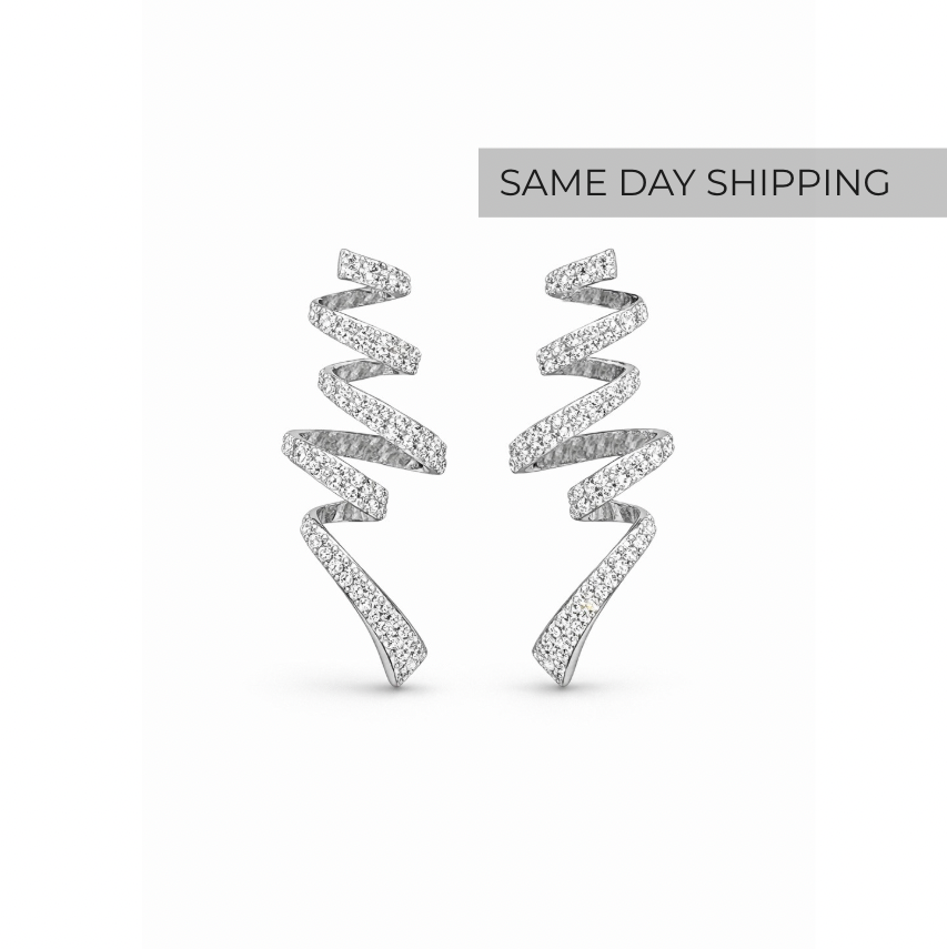 Pavé Spiral Drop Earrings