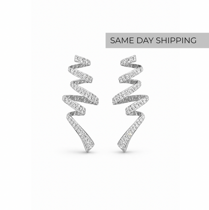Pavé Spiral Drop Earrings