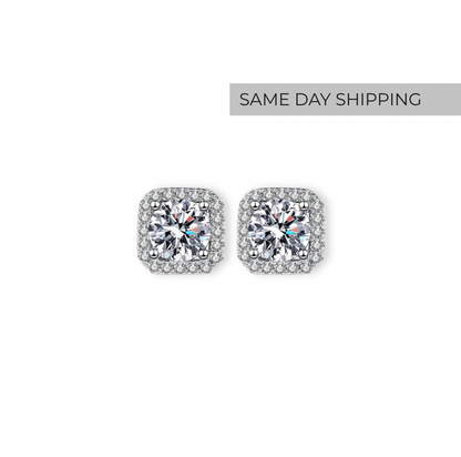 Cushion Halo Stud Earrings
