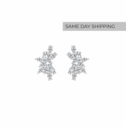 Pear and Marquise Cluster Earrings