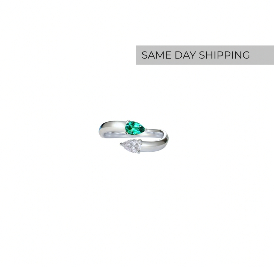Dual Gemstone Pear Ring - Pinky Ring