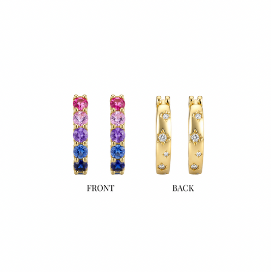 Reversible Rainbow & Star Hoop Earrings