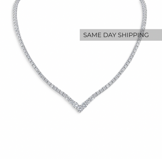 Graduated “V” Tennis Necklace