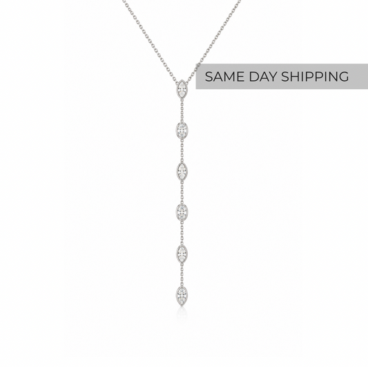 Multi Cut Bezel Lariat Necklace