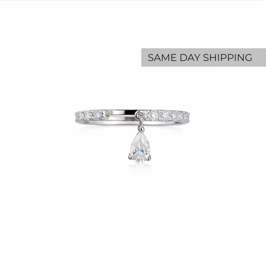Pear Cut Dangle Adjustable Ring