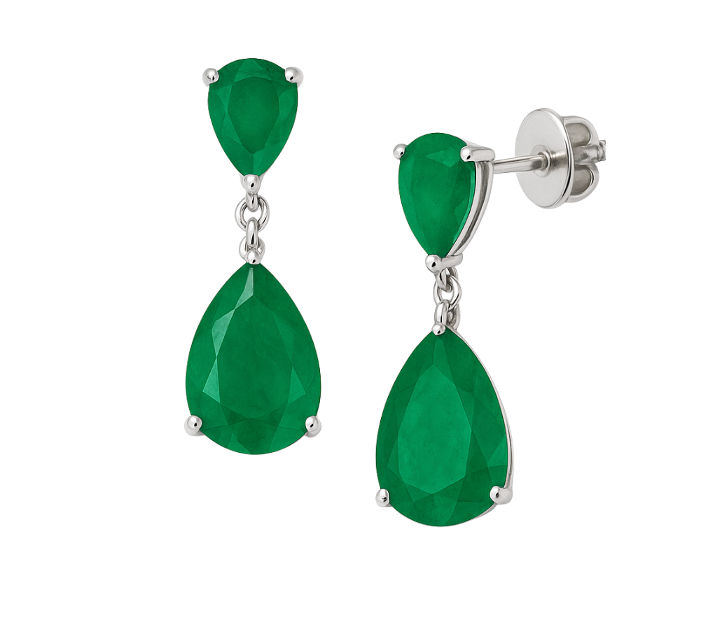 Emerald Double drop earrings