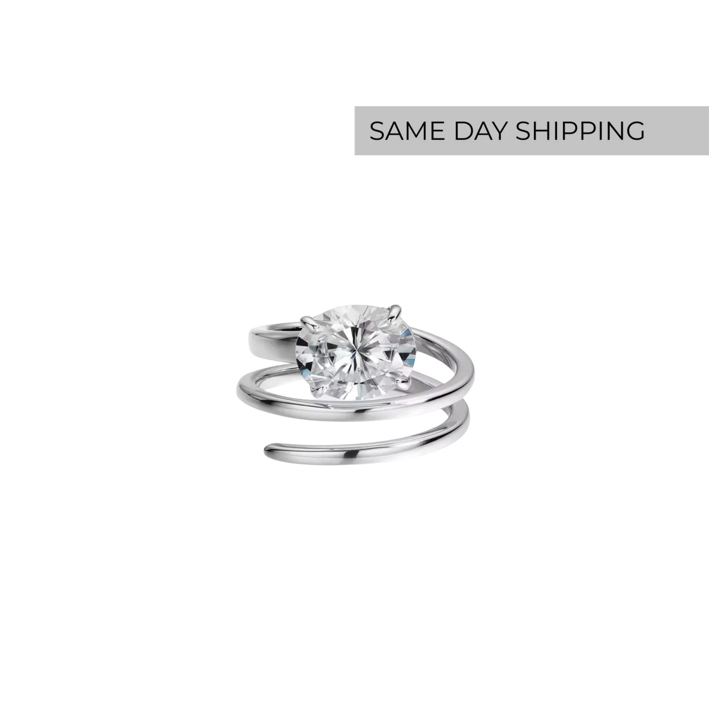 Oval Cut Spiral Ring - Pinky Ring