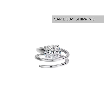 Oval Cut Spiral Ring - Pinky Ring