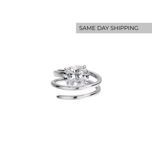 Oval Cut Spiral Ring - Pinky Ring