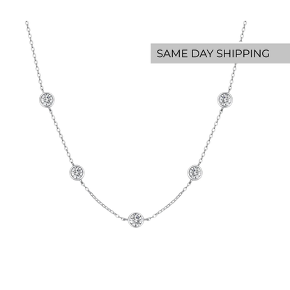 5 Stone Bezel Set Necklace