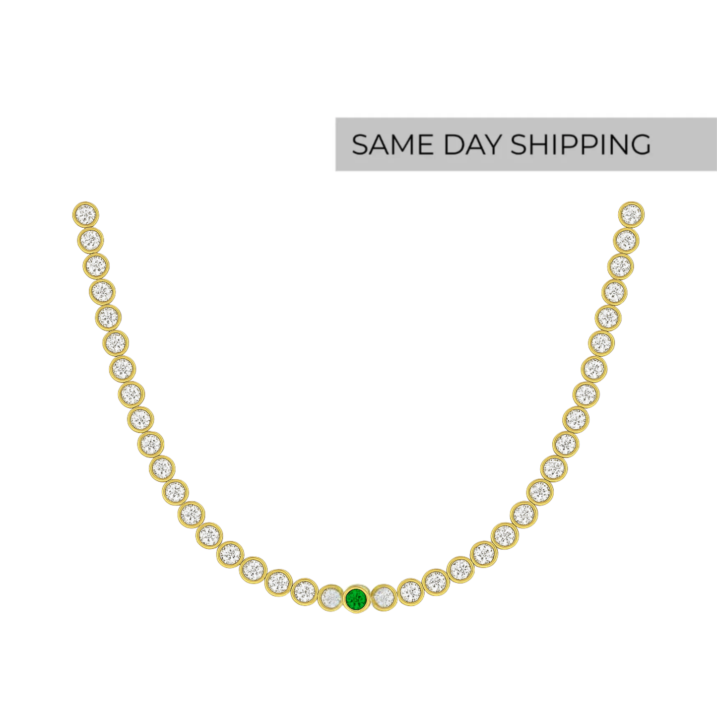 Emerald Bezel Set Necklace
