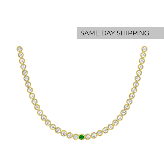 Emerald Bezel Set Necklace