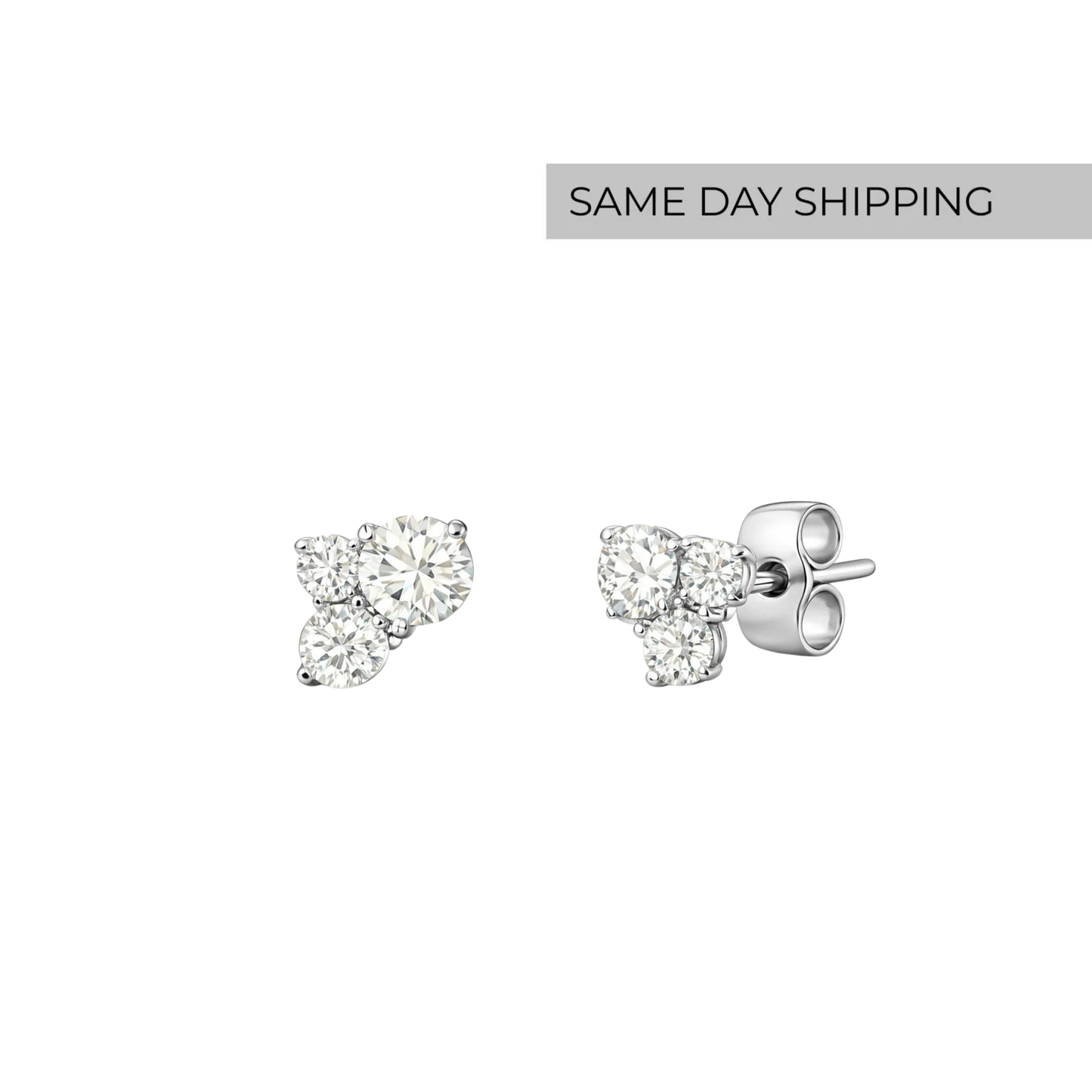 Three Stone Stud Earrings