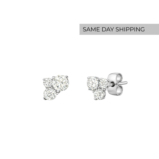 Three Stone Stud Earrings