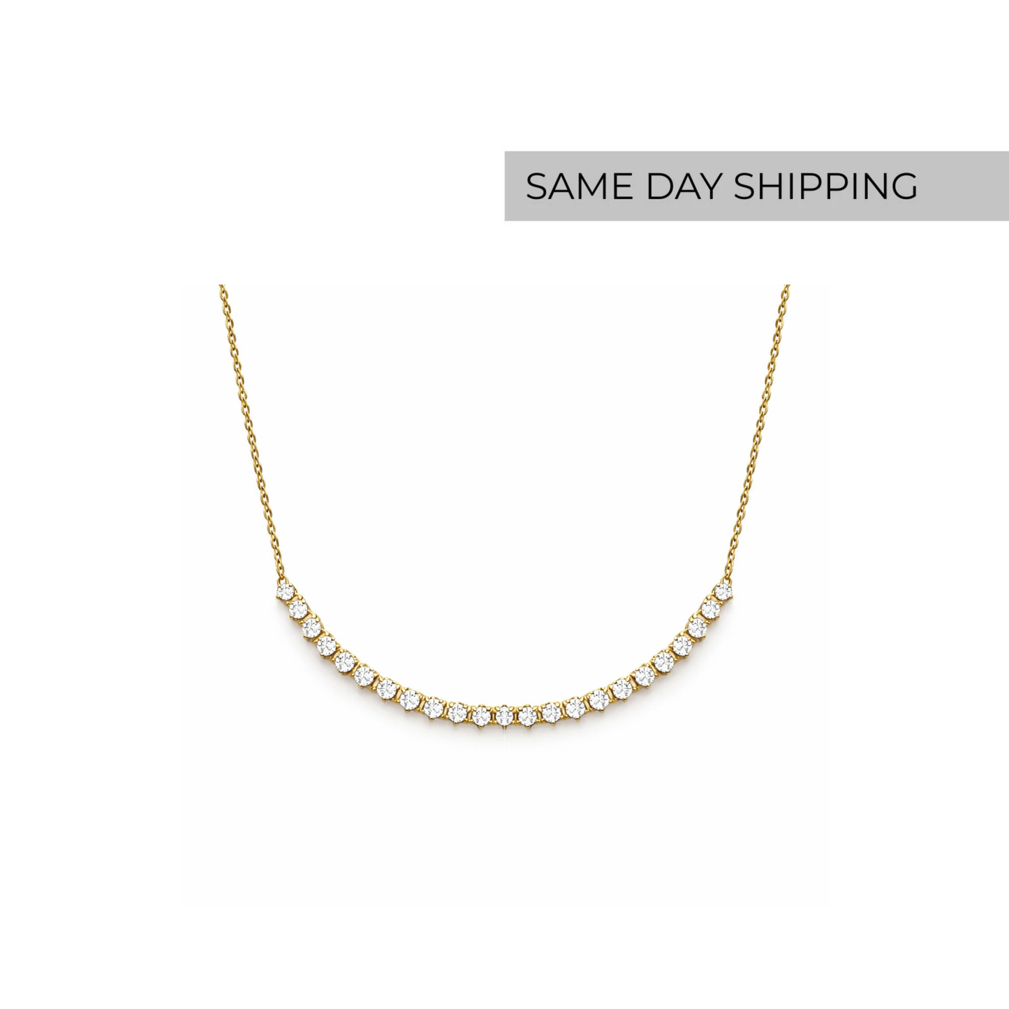 Three-Prong Half Tennis Necklace