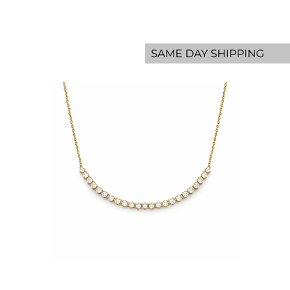 Three-Prong Half Tennis Necklace