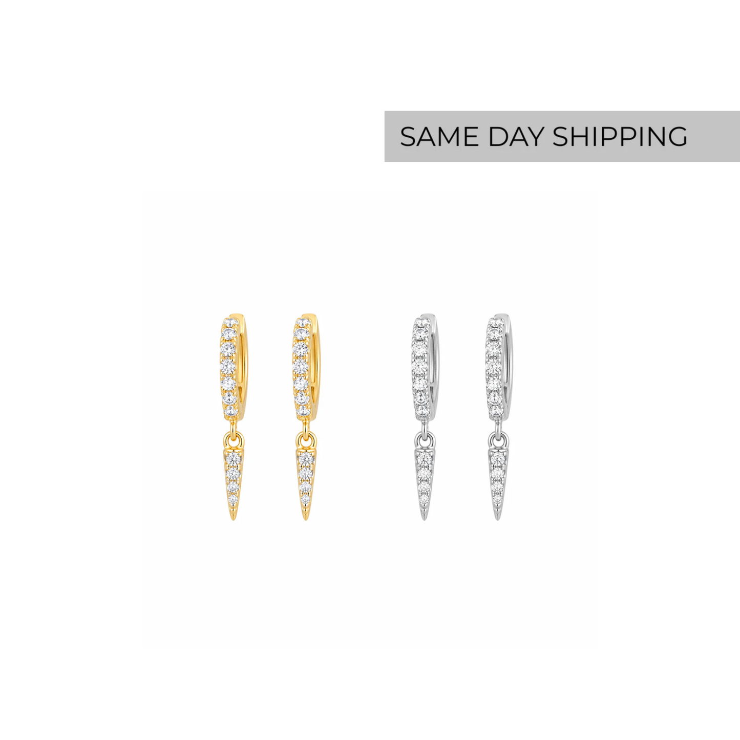 Edge drop hoop earrings
