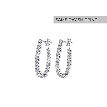 Elongated Oval Inside-Out Hoops Earrings