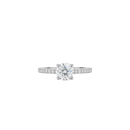 1CT Round Cut Engagement Ring with Pavé Band