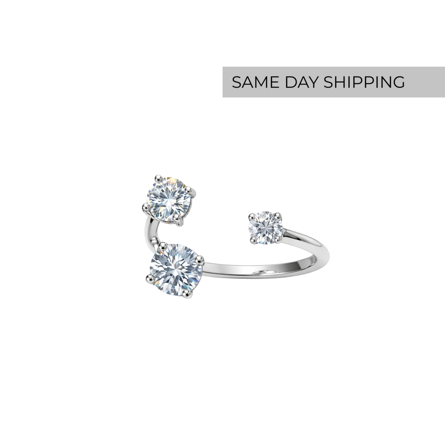 Round Cut Open Adjustable Ring