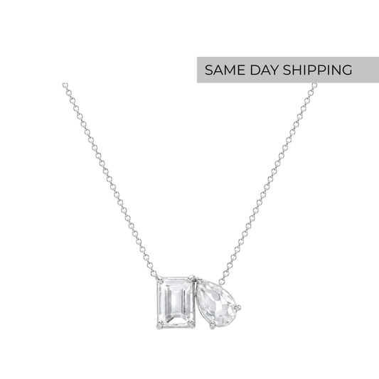 Toi et Moi Emerald & Pear Cut Necklace