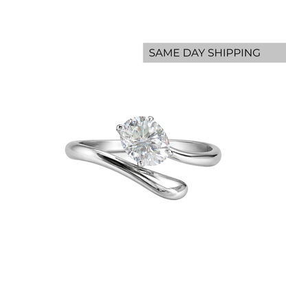 1.5CT Oval Cut Adjustable Twisted Band Ring