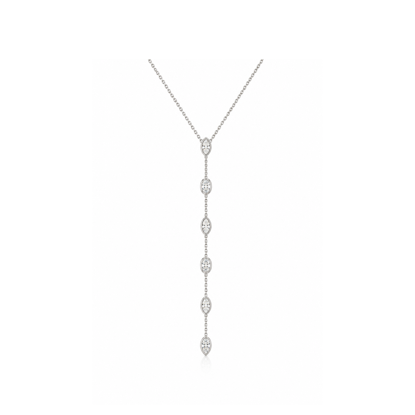 Multi Cut Bezel Lariat Necklace