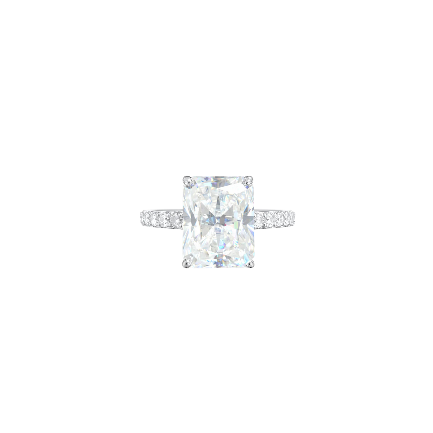 4CT Radiant Cut Ring with Pavé Band