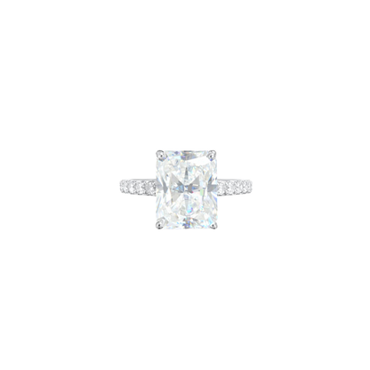 4CT Radiant Cut Ring with Pavé Band