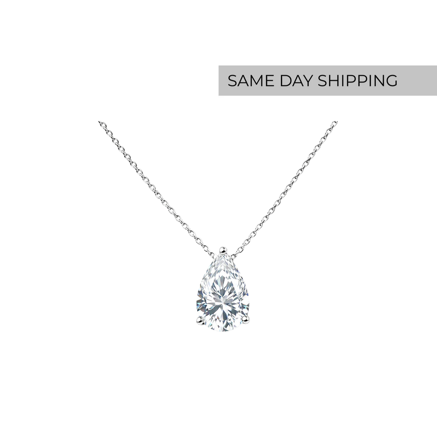 2ct pear cut Solitaire Necklace