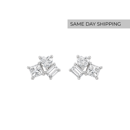 Triple Cut Stud Earrings