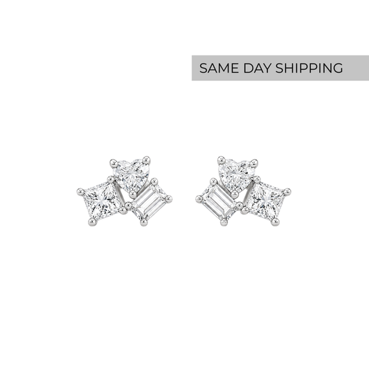 Triple Cut Stud Earrings