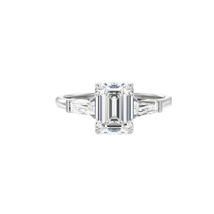 3ct Emerald Cut Trilogy Ring