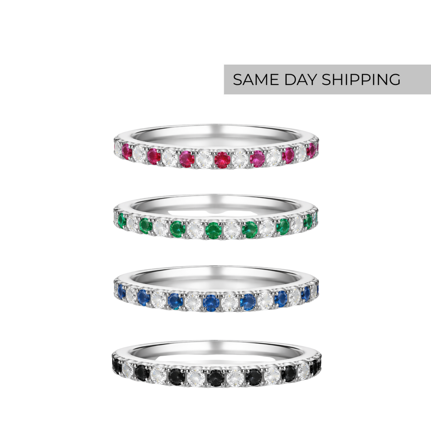 half 2mm color eternity band ring