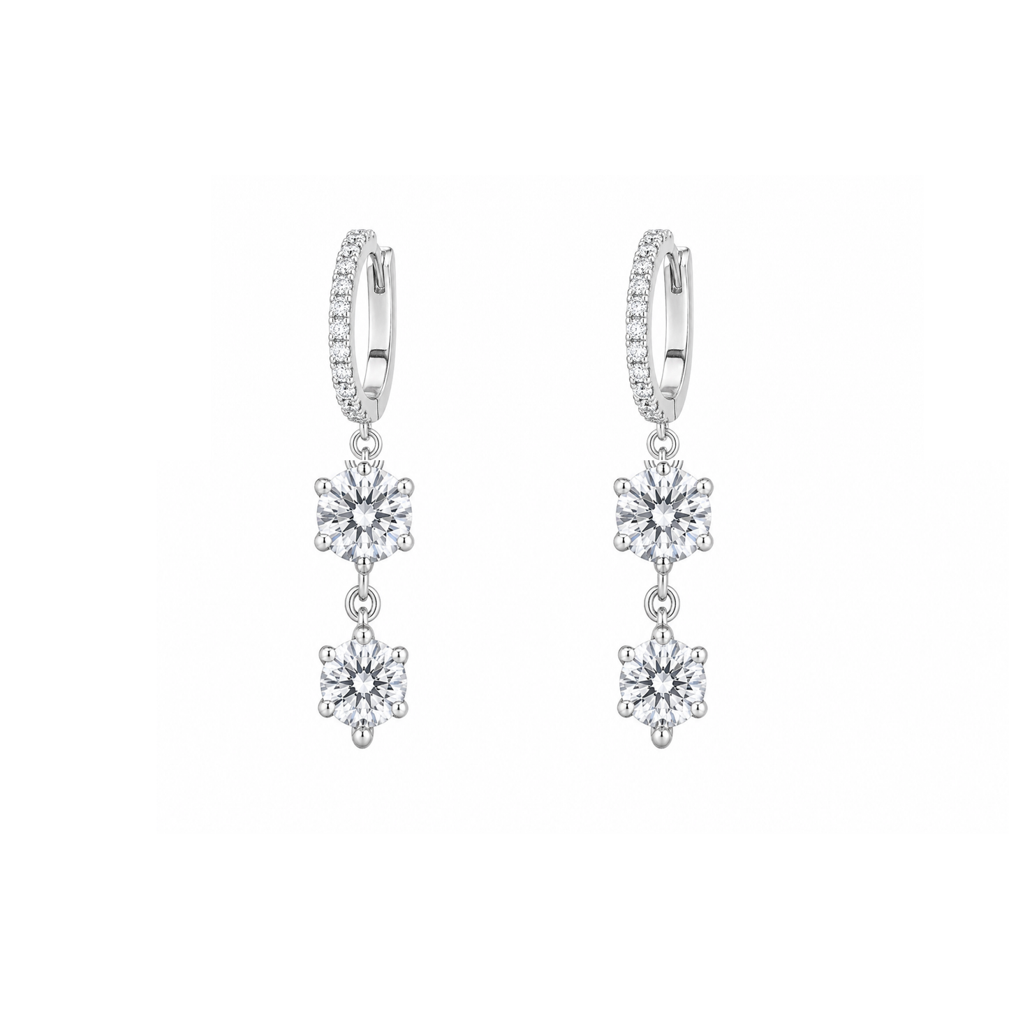 Dangle two stone hoop earrings