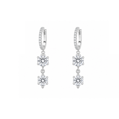 Dangle two stone hoop earrings
