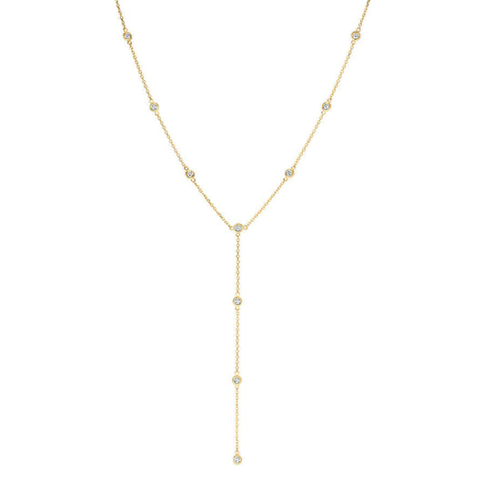 Bezel Set Moissanite Long Necklace