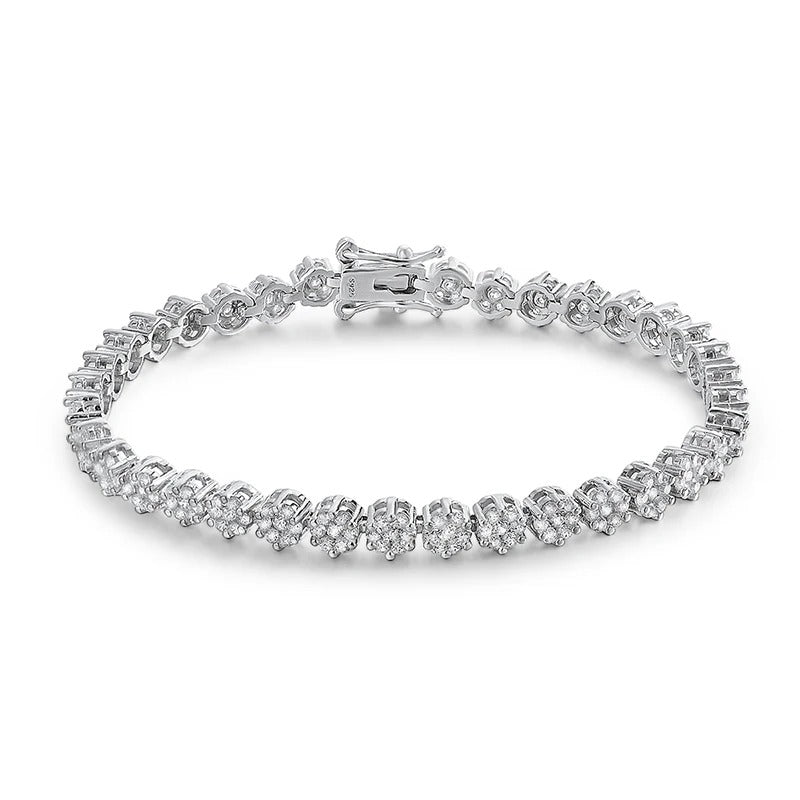 Moissanite Flowers Tennis Bracelet