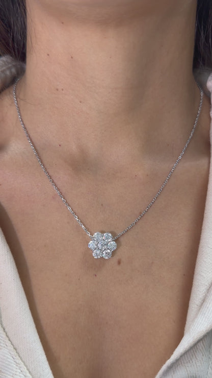 3.5CT Flower Pendant Necklace