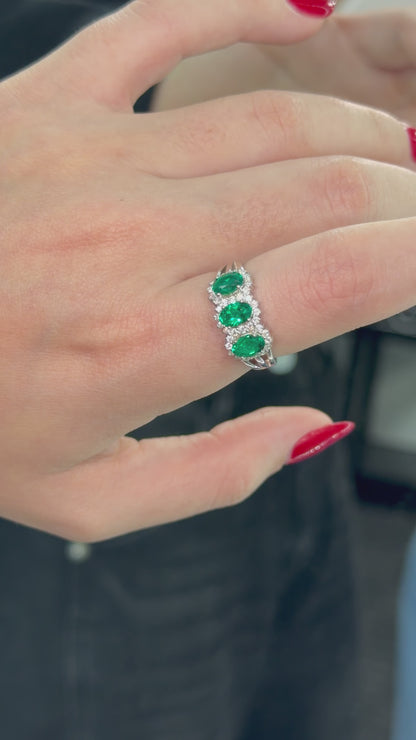 Emerald Trio Ring