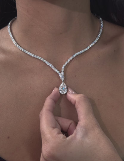 Pear Drop Tennis Necklace