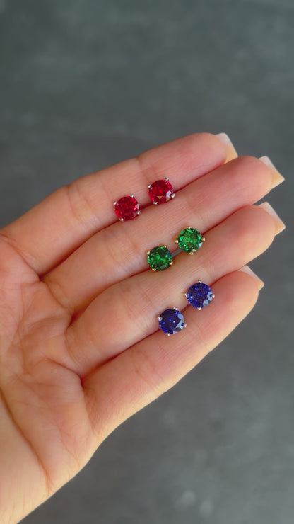 Lab Emerald Martini Stud Earrings
