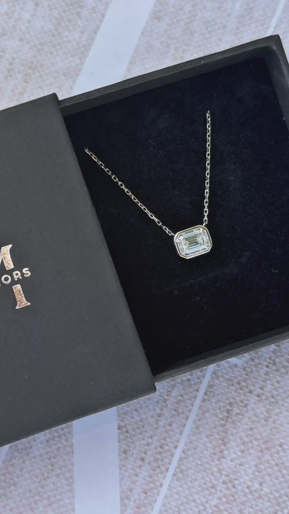 Emerald Bezel Solitaire Necklace