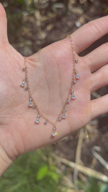Pear & Round Drop Necklace