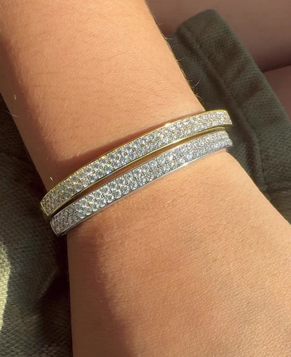 Double Row Pave Bangle Bracelet