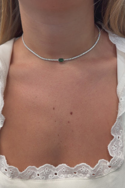 Adjustable Emerald Tennis Choker Necklace
