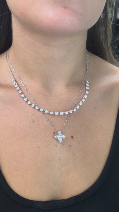 4mm Half 3-Prong Tennis Necklace