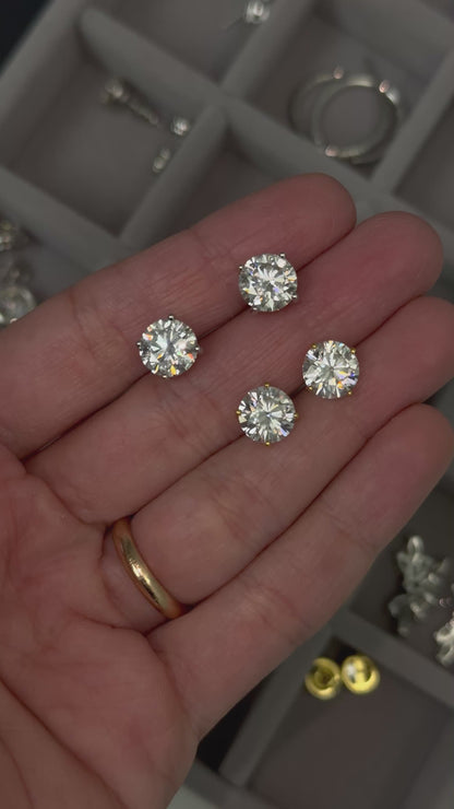 Martini Setting Round Solitaire Stud Earrings